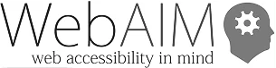 WebAIM logo with tagline web accessibility in mind and stylized profile icon
