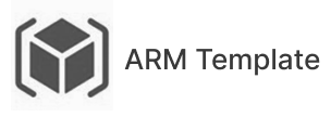 ARM Template logo with gray cube icon and bracket-shaped outline