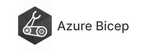 Azure Bicep logo with wrench over linked nodes icon