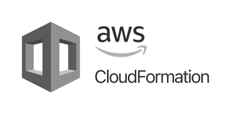 AWS CloudFormation logo with gray geometric cube icon and aws text
