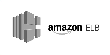 Amazon ELB logo with gray geometric icon and black text