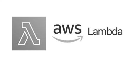 aws Lambda logo with gray Lambda icon and aws Lambda text