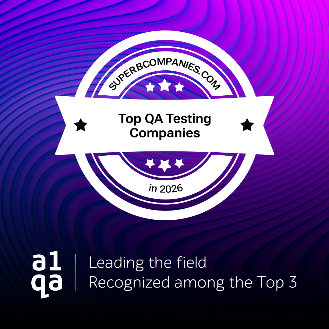 SUPERBCOMPANIES.COM Top QA Testing Companies in 2026 badge with a1qa Top 3 recognition