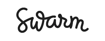 Handwritten Swarm logo in black script on white background