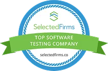 SelectedFirms badge reading TOP SOFTWARE TESTING COMPANY and selectedfirms.co