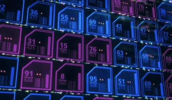 Neon digital panels displaying integrated data metrics for predictive test planning and analysis
