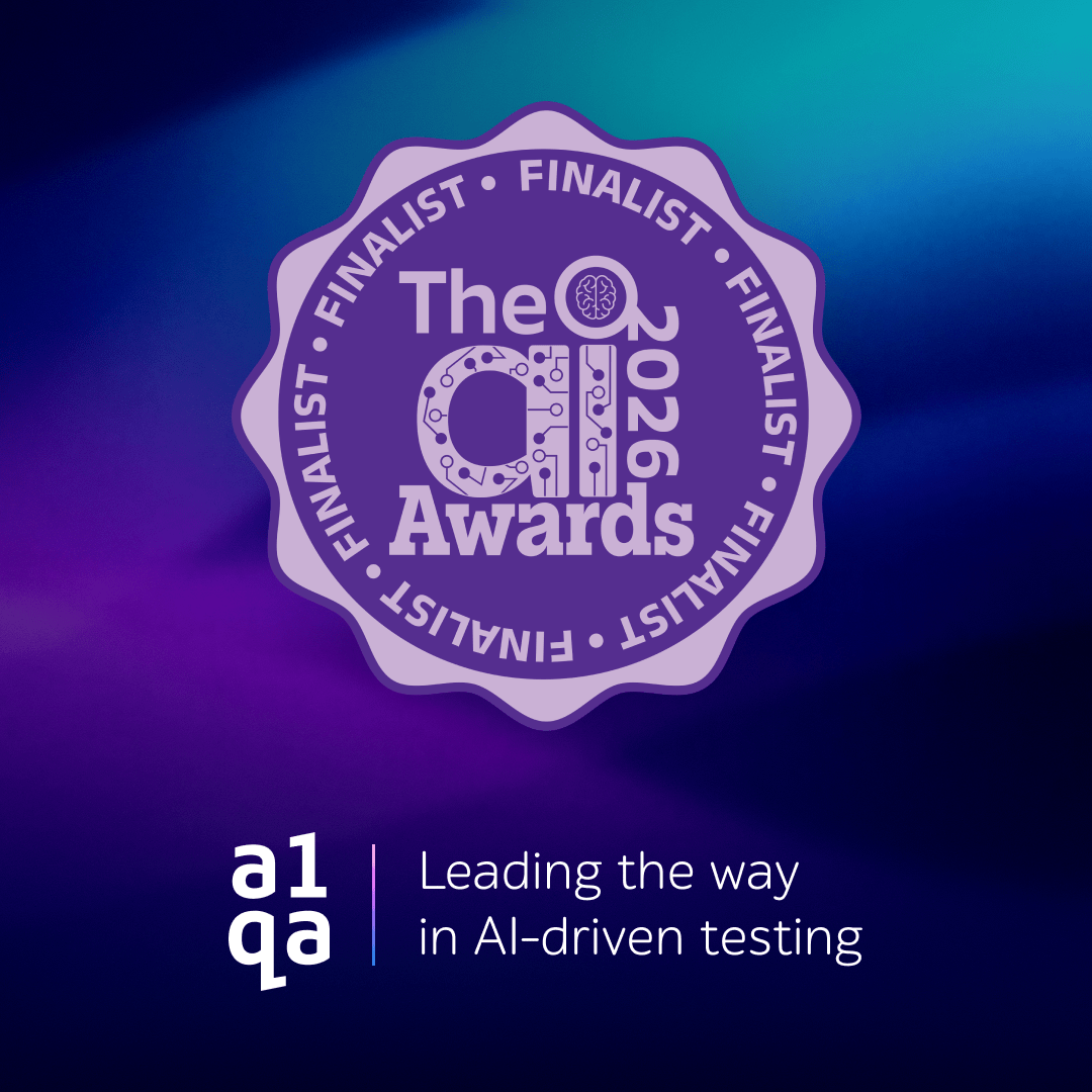 The QA Awards 2026 FINALIST badge with a1qa Leading the way in AI-driven testing